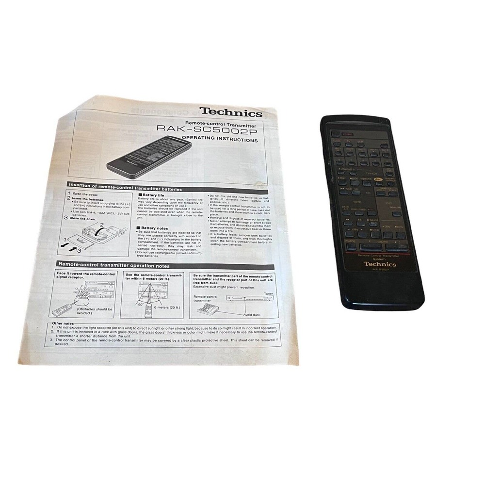 Technics RAK-SC5002P Remote Control Transmitter System TV/VCR/CD/Deck WORKS EUC